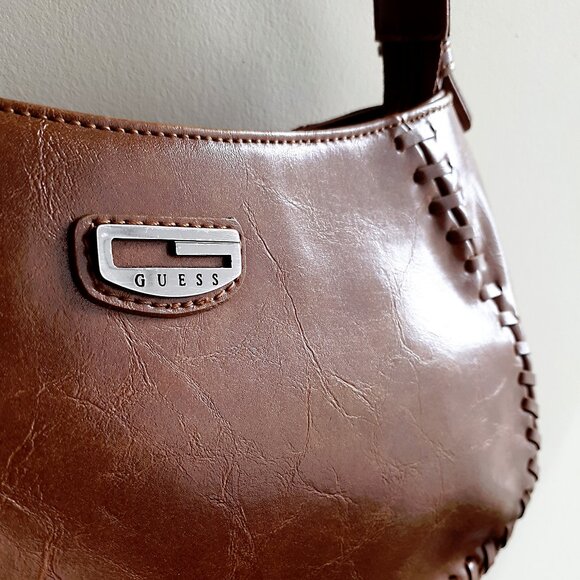 GUESS Shoulderbag with Buckles and Seam Stitch Accents in Cognac Brown - Picture 3 of 15